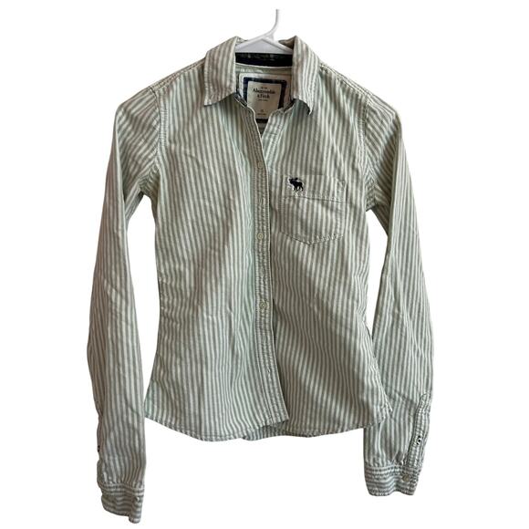 Abercrombie & Fitch Women's Striped Button-Down Shirt Size XS Moose Preppy - Picture 1 of 9